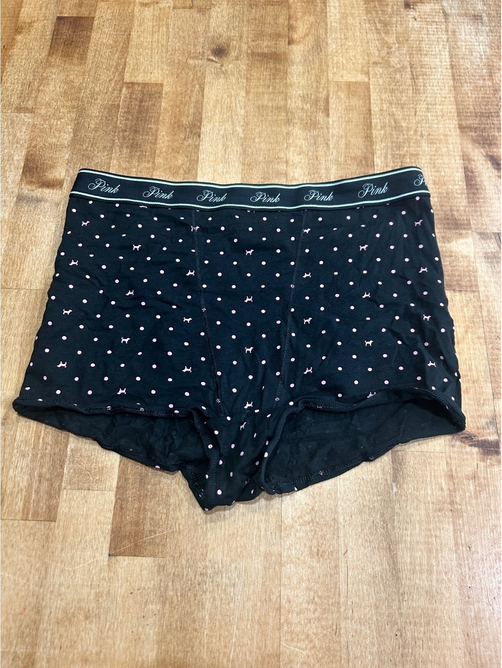 Pink Victoria's Secret Black Boxer Shorts with Pink Bow Pattern